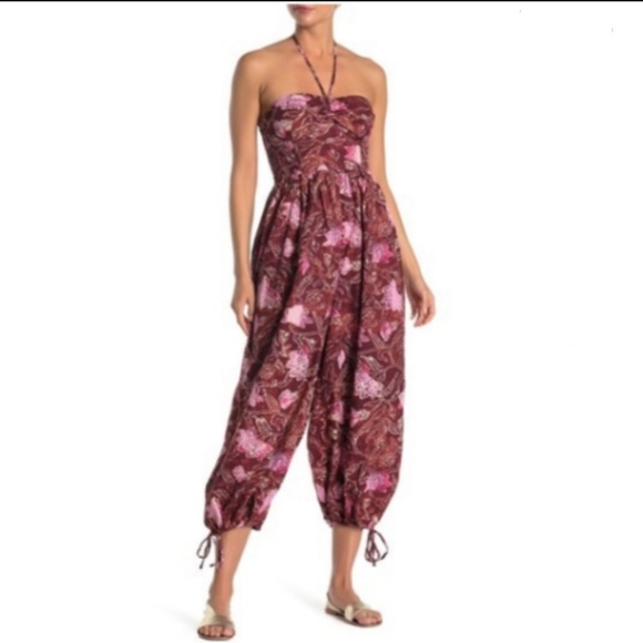 Free People Pants - Free People Iris Patterned Halter Jumpsuit Small